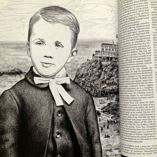 Illustration of Robert Frost as a boy