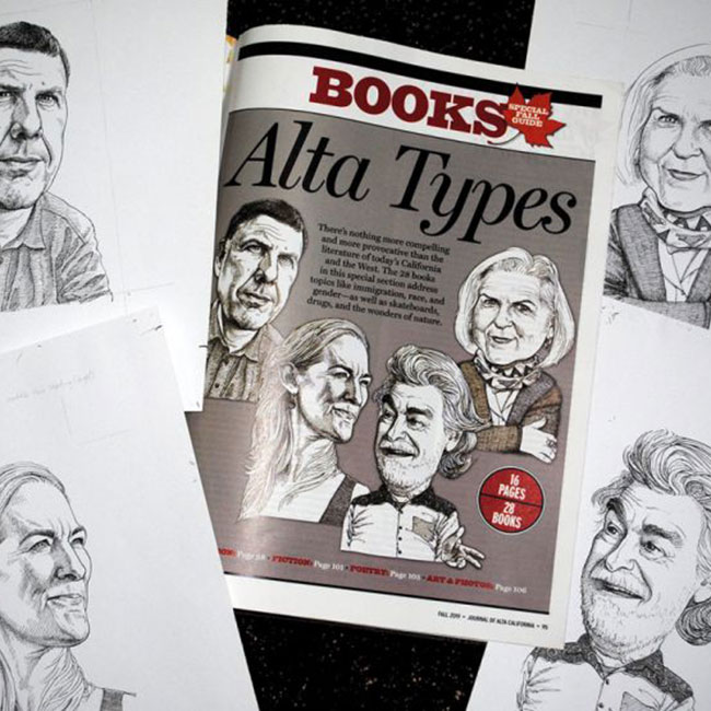 Illustrations of people for Alta Types magazine